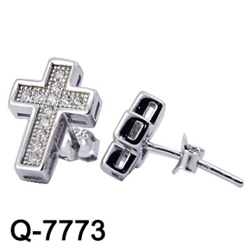 925 Silber Modeschmuck Kreuz Ohrstecker (Q-7773)